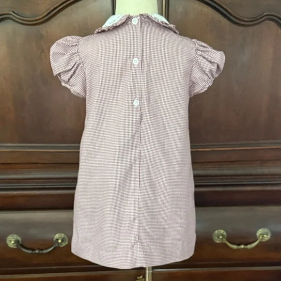 Girls KREWE Red Gingham Embroidered Alabama Game Day Dress Size 18-24M - Picture 7 of 9